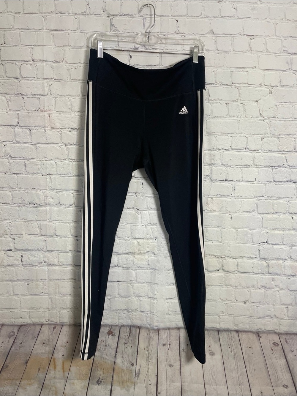 Adidas Women's Workout Gym Black and White Legging Pants Large
